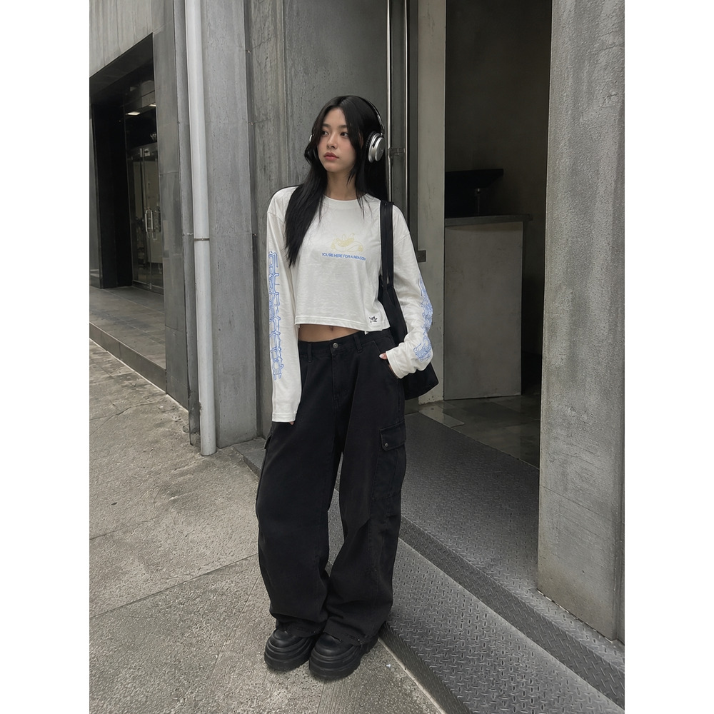 Adidas Originals long sleeve crop collab Sz sm Streetwear Acubi Grunge Cropped